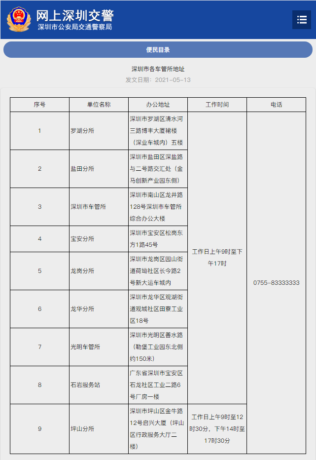 深圳车管所及各分所自助体检驾驶证期满换证指南（汇总篇）